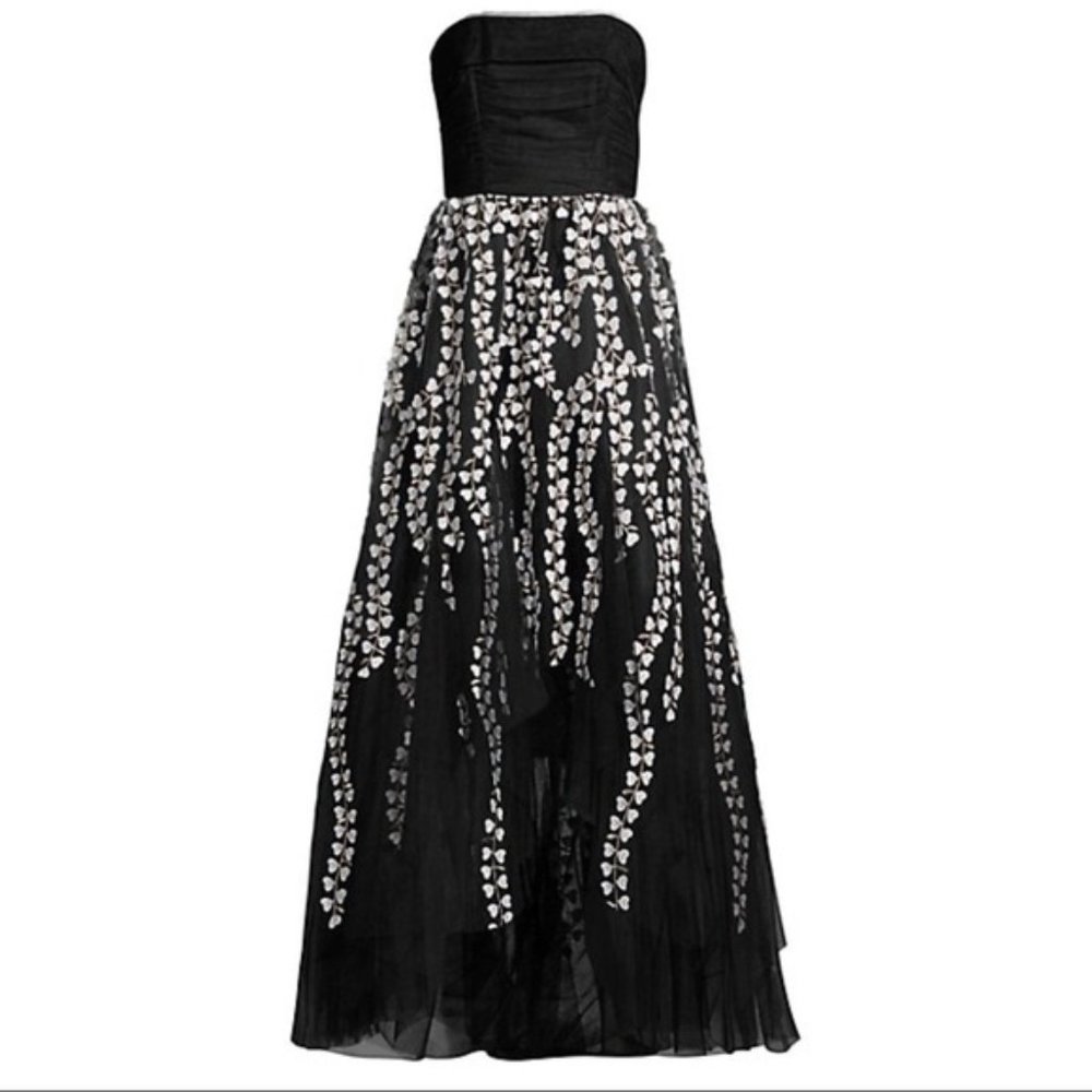 NWT BCBG Floral Embroidered Tulle Gown - Picture 10 of 14